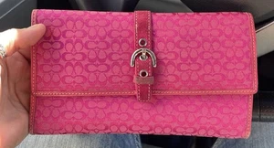 Coach Y2K Soho Signature Pink Jacquard/Leder Large Clutch Geldbörse - RAR - Bild 1 von 11