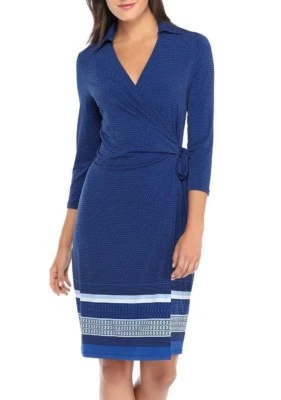 Vestido de malha The Limited azul geométrico borda stretch jersey - $99 - Imagem 1 de 3