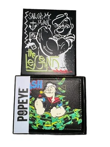 POPEYE THE SAILOR POPEYE THE LEGEND MEN'S WALLET POPEYE BIFOLD WALLET BLACK NEW - Picture 1 of 7