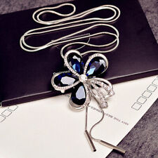 Collana Donna Cristalli Per Swarovski Fiore Lunga Cristalli Blu Stras Idea Regal