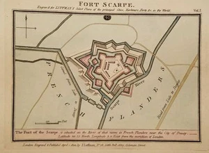 Antique Map FORT de SCARPE Douai Flanders France Luffman Select Plans 1800 - Picture 1 of 7