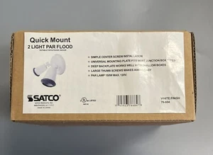 SATCO 76-684 WHITE QUICK MOUNT 2-LIGHT EXTERIOR OUTDOOR PAR FLOOD LIGHT FIXTURE - Picture 1 of 4