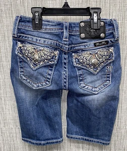 Miss Me Blue BERMUDA Denim Jean Shorts Youth Size 10 Cotton - Picture 1 of 7