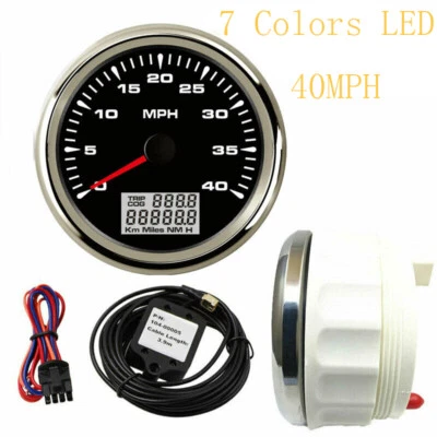 85mm 3-3/8" GPS Speedometer 40MPH Odometer for Car Boat Golf cart 7 Colors LED   - Image 1 of 4