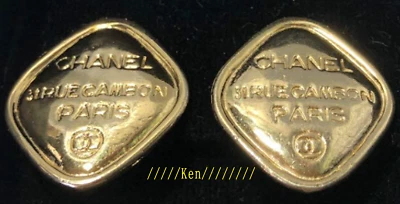 CHANEL Earrings AUTH Coco Logo Mark Vintage 31 RUE CAMBON GOLD CC Clip On F/S - Image 1 of 4