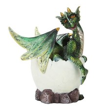 Green Baby Dragon Hatchling Egg Small Statue Figurine Display Collectible Decor