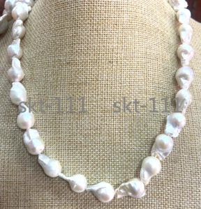 15*20mm AAA+ REAL HUGE SOUTH SEA PURPLE WHITE BAROQUE PEARL NECKLACE 18-34" - Picture 1 of 5