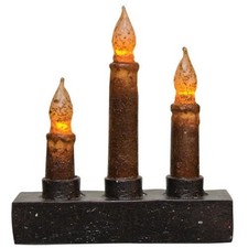 New Primitive Country Cinnamon Mustard Taper Candle Battery Candelabra Timer