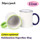 36PCS 11OZ Sublimation Superfine Mug With Colored Rim and Handle Colors Optional