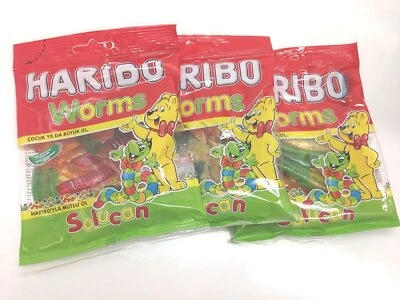 Caramelo de goma Haribo, gusanos 80 g X 3, halal, caramelo de gelatina Foto 1 de 2