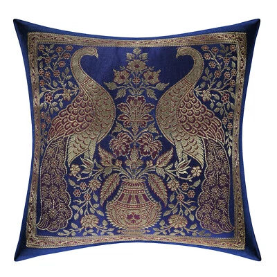 Funda de cojín de seda brocado ropa de cama india sofá funda de almohada 12X 12 pulgadas Foto 1 de 4