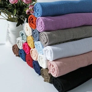 Plain Cotton Linen Fabric Natural Flax DIY Material Clothes Upholstery 100X130CM - Picture 1 of 38