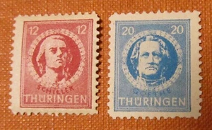 SBZ Briefmarken Thüringen Xx45, Schiller + Goethe, postfrisch - Bild 1 von 1