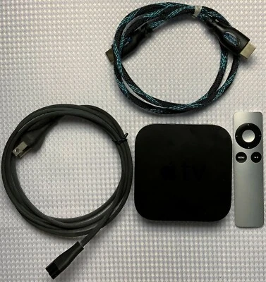 Apple TV, A1378, 2nd Generation, Black w/ Remote & Power Supply, plus hd cable - Image 1 of 2