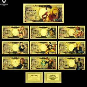 10pcs One Piece Gold Banknotes Set Classic Anime Five Million Yen Notes Souvenir - Bild 1 von 13