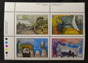*Kengo* Sello de Canadá 1986 #1104-1107 EXPLORACIÓN DE CANADÁ UL BLOQUE DE PLACAS MNH@426 - Imagen 1 de 1