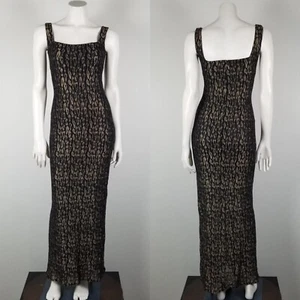 Alchemy New York By Joomee VTG 90s Bodycon Mobwife Mesh Leopard Maxi Dress Sz 6 - Picture 1 of 16