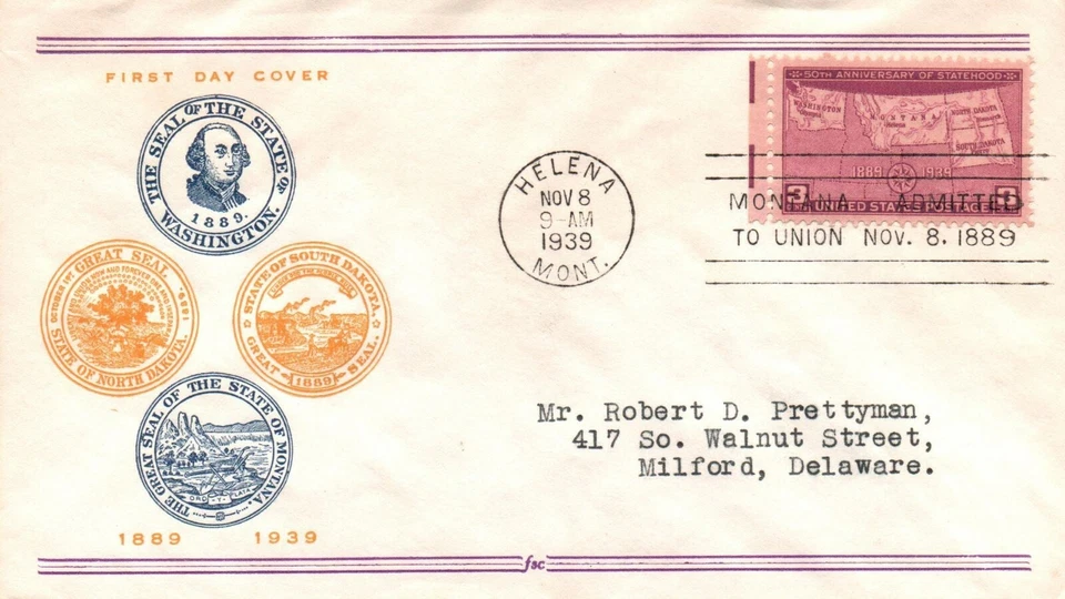SC# 858 FDC - Fidelity Cachet - Single - Helena - L32089 - Image 1 of 2