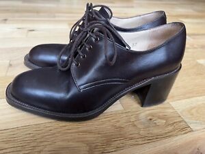 FREE LANCE Women's Brown Leather Lace Up Pump Shoes Size: 37 Made in France