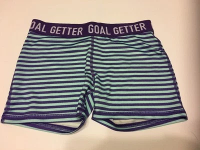 Girls Fitted Compression Shorts Active Danskin Sports Medium Purple Striped - Image 1 of 4