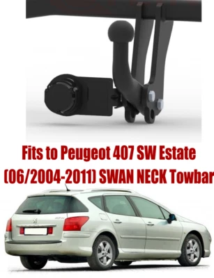 Barra de remolque Swan para PEUGEOT407 SW Estate (2004-2011) y kit de relé de derivación de 7 pines P042 Foto 1 de 4