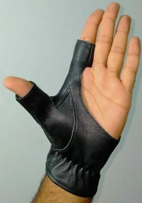 Guantes de 2 dedos de caza con arco largo, caza, tiro con arco color (negro y marrón) Foto 1 de 4