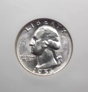1956 "P" Washington ARGENTO quarto 25c NGC MS64 #034 BU non circolato ECC&C, Inc - Foto 1 di 5