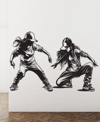 Hip Hop Dancers Wall Decals - Break Dance Wall Decal, Contemporary Dancer se243 - Image 1 of 4