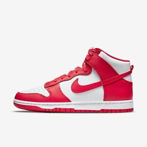New Nike Dunk High Retro Championship White and Red Shoes Sneakers (DD1399-106)