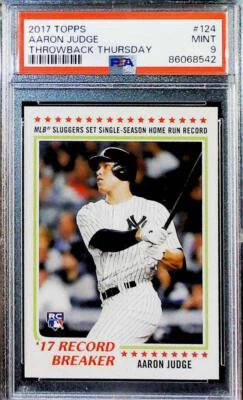 2017 Topps Throwback Thursday #124 Aaron Judge Yankees RC Rookie PSA 9 MINT - Image 1 of 2