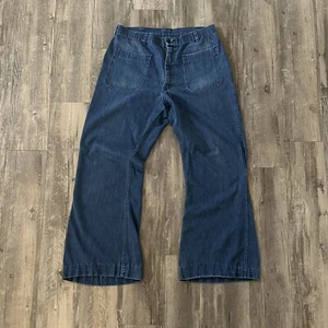 Vintage Seafarer Sailor Denim Jeans Latzhose Seago Bell Bottom 33x30 - Bild 1 von 9