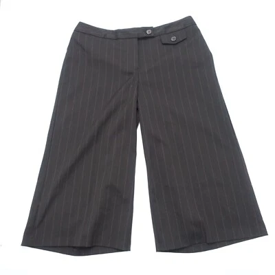 Pantalones capri Worthington Industries para mujer 12 marrón a rayas poliéster elástico Foto 1 de 4