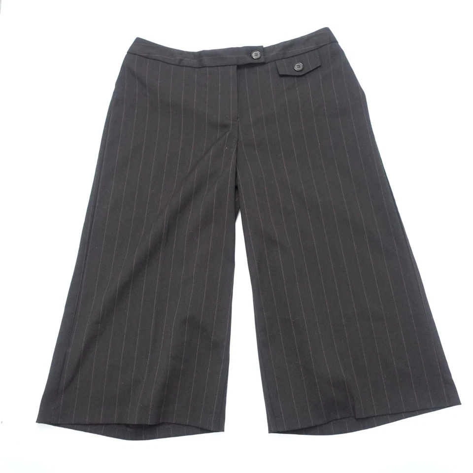 Pantalones capri Worthington Industries para mujer 12 marrón a rayas poliéster elástico Foto 1 de 4