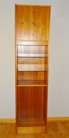 RARE Vintage 1970s-1980s Danish Modern Teak Grandfather Clock/ Lighted Shelves Cover