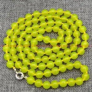 Fashion Jewelry 8mm Natural Green Peridot Gemstone Round Beads Necklace 14-100" - Picture 1 of 12