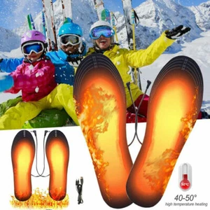 USB Heated Shoe Insoles Electric Foot Winter Feet Warmer Warm Pad Outdoor Skiing - Picture 1 of 14