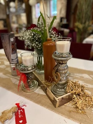 Tischdeko Hochzeit Taufe Vintage Western Komplettset Kerzenhalter Vasen usw. - Bild 1 von 4