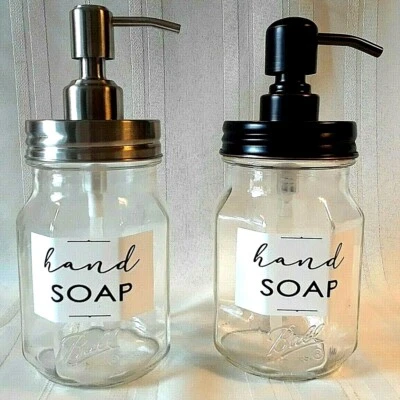 Elite Mason Jar Dispensador de Jabón Tarro de Bolas ~ ACTUALIZACIÓN TAPA DE ACERO INOXIDABLE Y BOMBA Foto 1 de 4