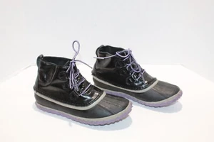 Sorel Out About Duc Snow Girls NY2625-010 Boots Winter Shoes Purple Black Size 4 - Picture 1 of 8