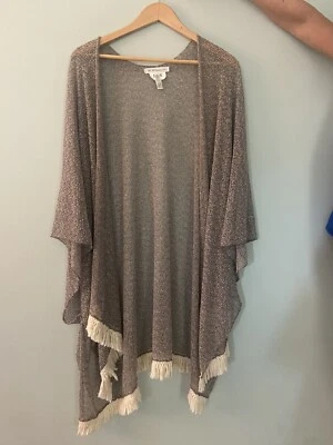 BCBG Generation Mujer Taupe Flecos Dobladillo Multifuncional Abierto Frontal Envoltura O/S Foto 1 de 3