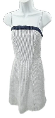 6 Isaac Mizrahi Target Seer Sucker Vestido Verão Halter Cinza Listra de Giz Seersucker - Imagem 1 de 4