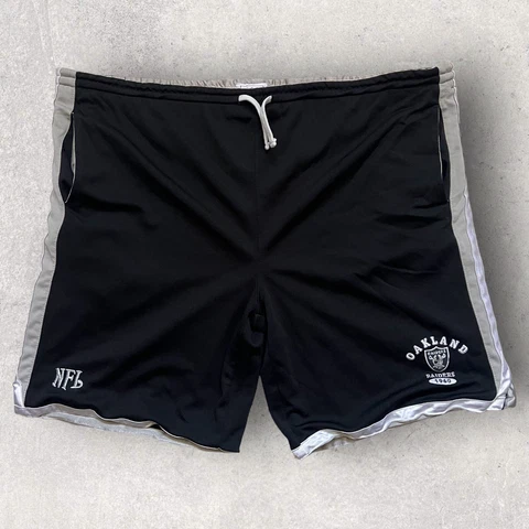 Vintage Oakland Raiders Shorts Mens XXL Silver Black Reversible Cover