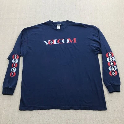VINTAGE Volcom Shirt Men Extra Large Blue Skater 90s Y2K Long Sleeve Graphic Tee - Image 1 of 4