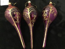 Christopher Radko? Or Eluj (Purple/Gold) Rare Teardrop Ornaments