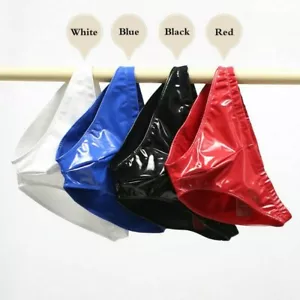 Men Spandex Faux Latex Briefs Underwear Wet Look Thong Lingerie Night Club Shiny - Picture 1 of 13