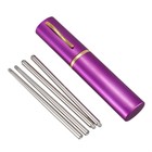 Aluminum Pen Shape Shell Stainless Steel Folding Travel Chopsticks,Silver T2A9