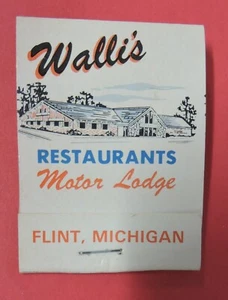 CUBIERTA DE COLECCIÓN WALLIS RESTAURANTES MOTOR LODGE MATCHBOOK-PIEDRA MICHIGAN-MI - Imagen 1 de 5