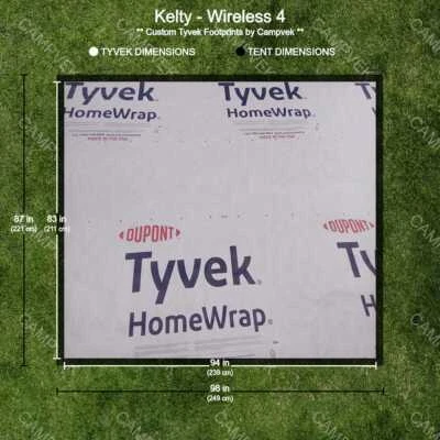 CAMPVEK - TYVEK Tyvek Footprint for the Kelty Wireless 4 Tent