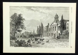 Autopista de peaje Hampstead Road impresión en madera original London History Places 1878 - Imagen 1 de 3
