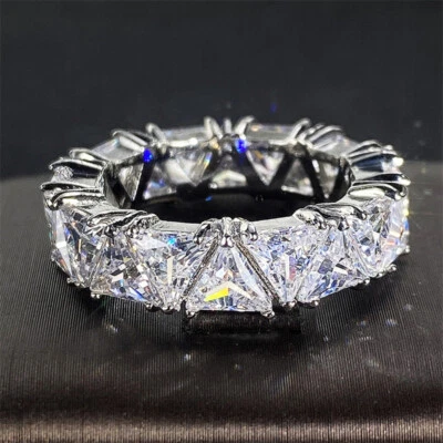 Glamorosos anillos de circonita cúbica enchapados en plata para mujer joyería de boda talla 5-12 Foto 1 de 4